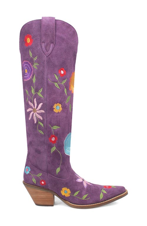 Dingo Flower Power Knee High Western Boot In Purple