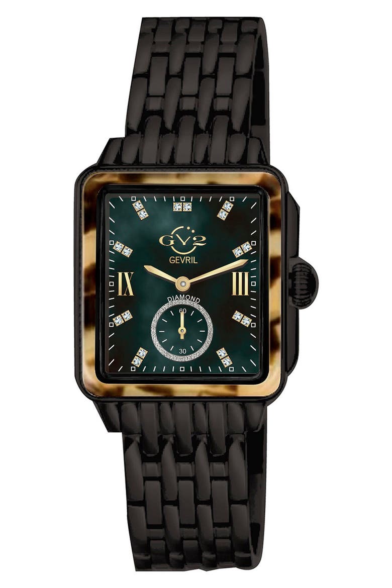 Gevril GV2 Bari Tortoise & Diamond Watch, 37mm, Main, color, BLACK