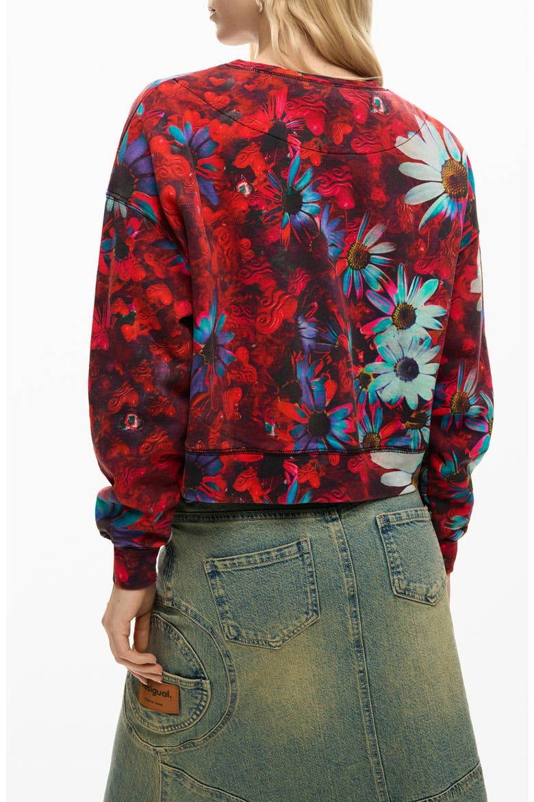 Floral Print Sweatshirt, Alternate, color, BLACK BASE/ RED