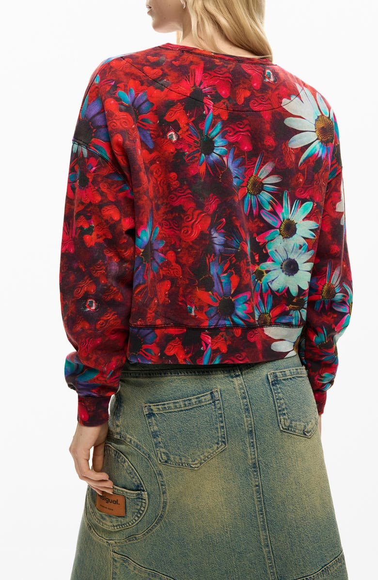 Desigual Floral Print Sweatshirt, Alternate, color, 