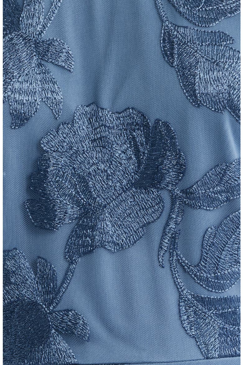 Leafy Embroidery Midi Cocktail Dress, Alternate, color, MINERAL BLUE