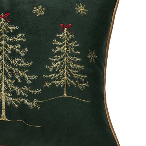 C & F Home C&f Home Red Bow Christmas Tree Forest Embroidered Mini Accent Throw Pillow 12" X 16" In Green