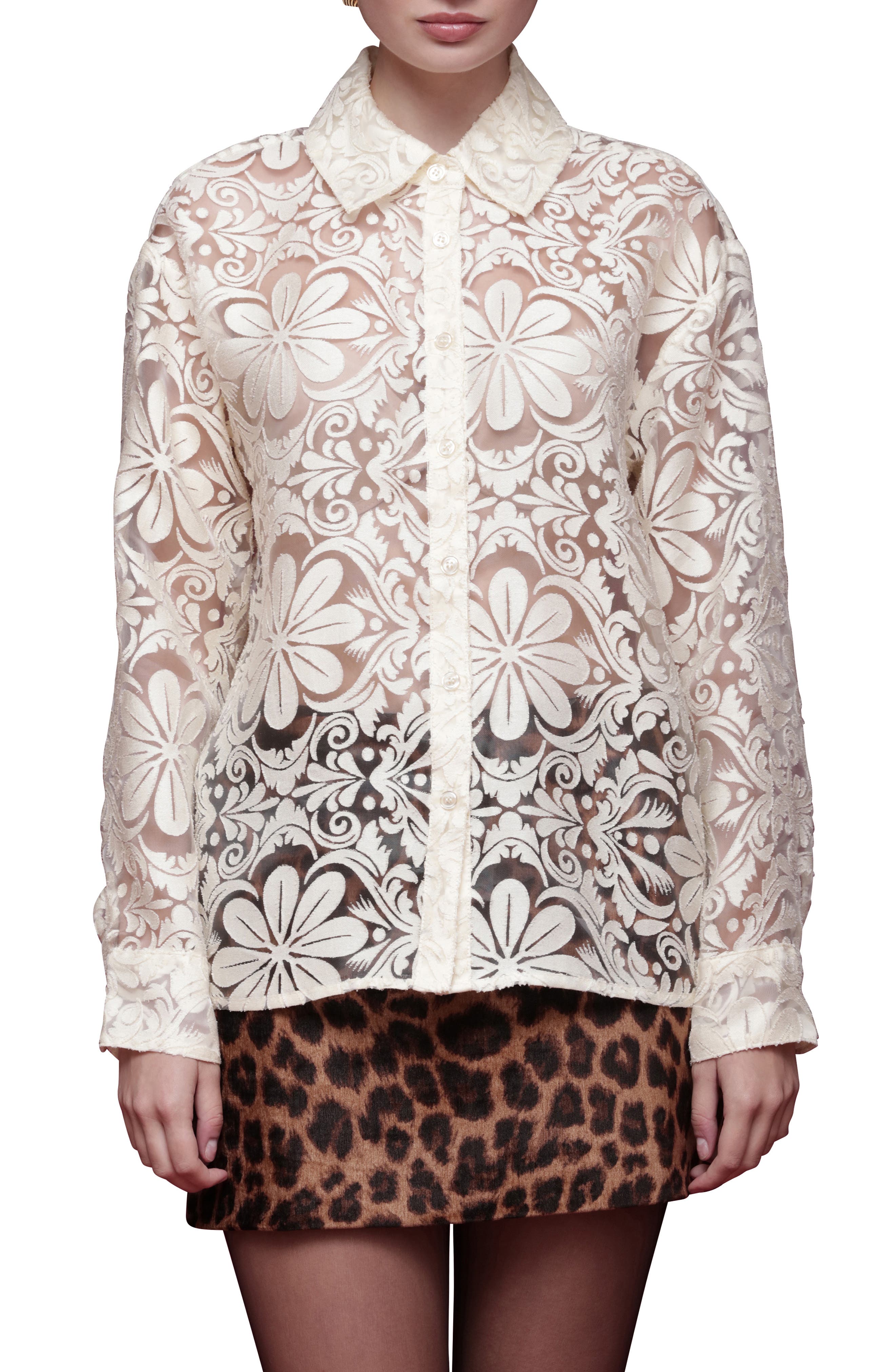 Avec Les Filles Relaxed Fit Button-Up Shirt