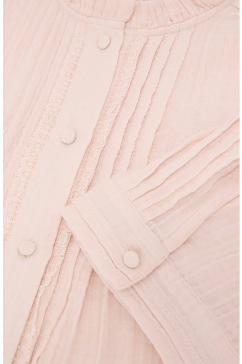 Aurelia Pintuck Pleat Cotton Gauze Button-Up Shirt, Alternate, color, PALE PINK