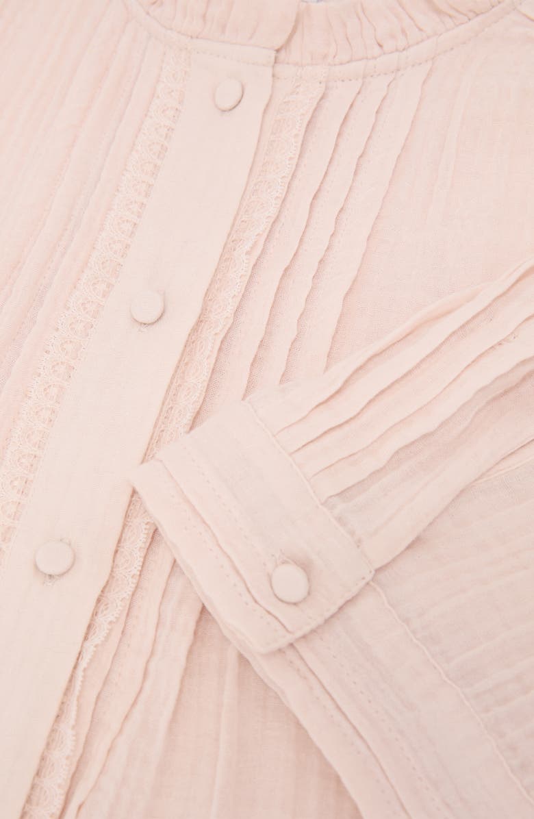 Reiss Aurelia Pintuck Pleat Cotton Gauze Button-Up Shirt, Alternate, color, Pale Pink