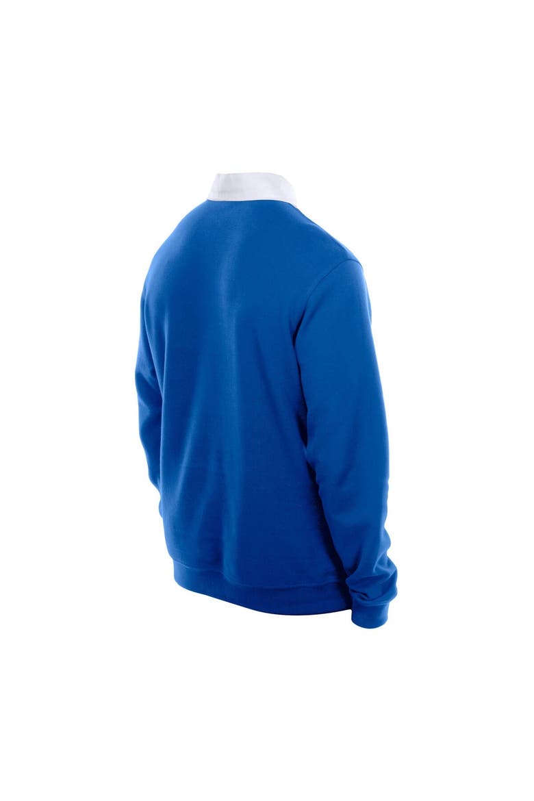 Men's New Era Royal Chicago Cubs Throwback Prep Colorblock Rugby Polo, Alternate, color, Royal