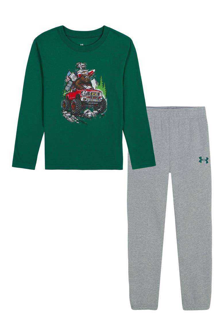 Kids' Off Road Long Sleeve T-Shirt & Fleece Pants Set, Main, color, CAMPUS IVY
