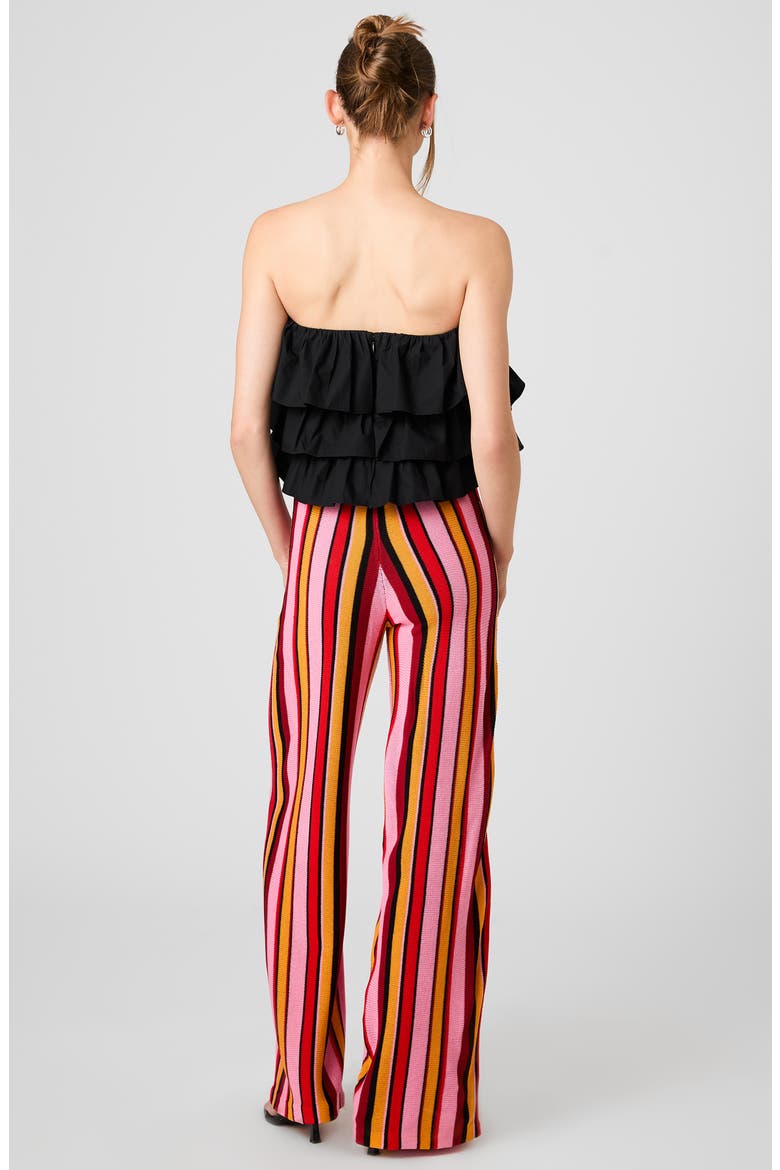 Motley Stripe Knit Flare Pants, Alternate, color, SUNKISSED ORANGE MULTI