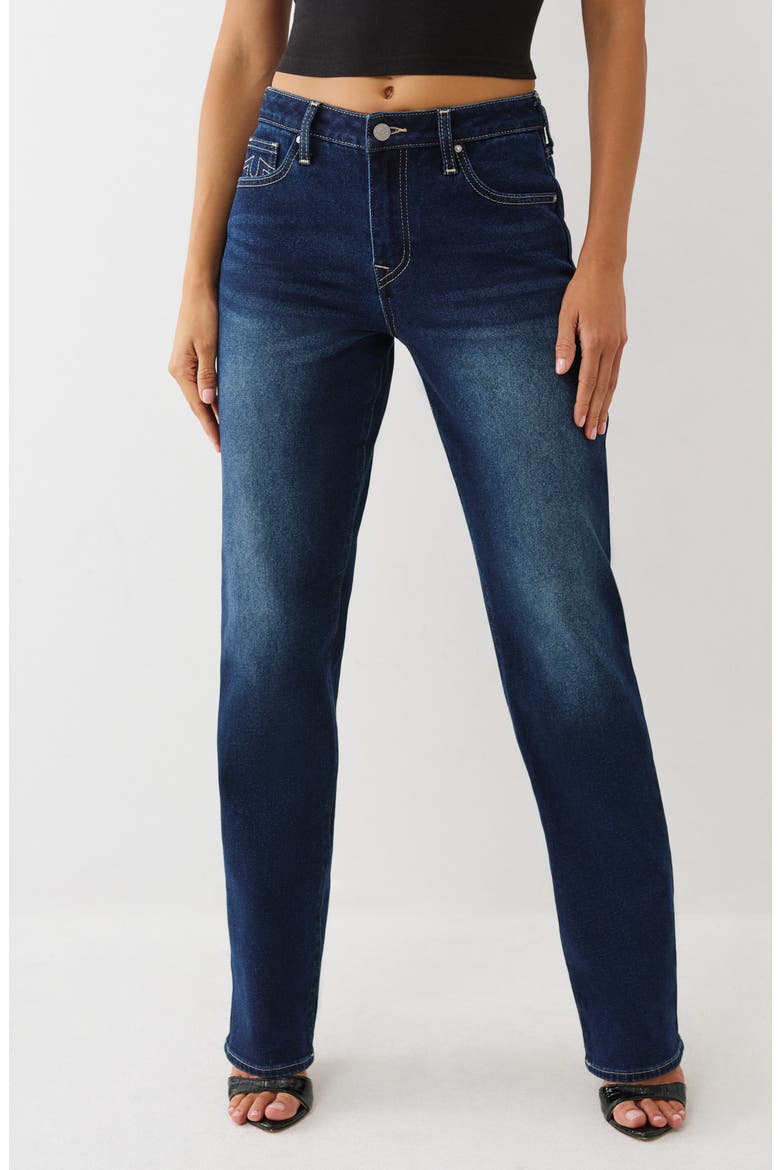 Sarah High Rise Straight Leg Jeans, Main, color, DARK MAHOGANY WOOD WASH