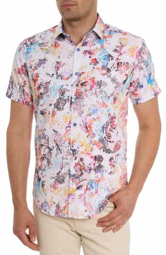 Robert Graham Splash of Color Short Sleeve Stretch Button-Up Shirt