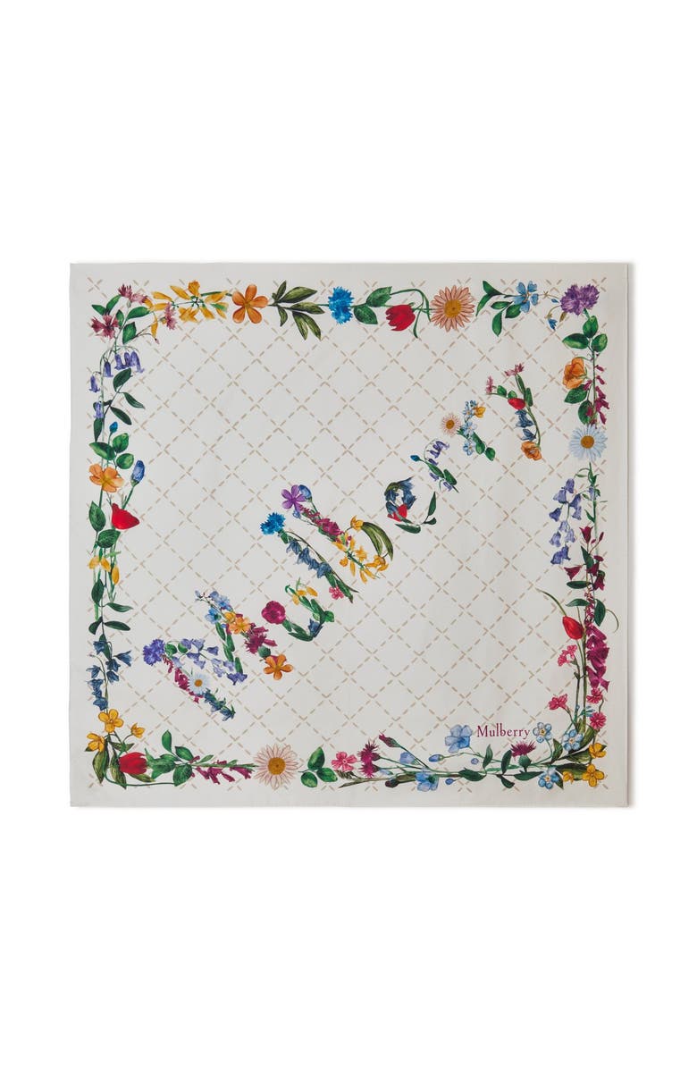 Mulberry Silk Wild Floral Square Scarf, Main, color, Eggshell