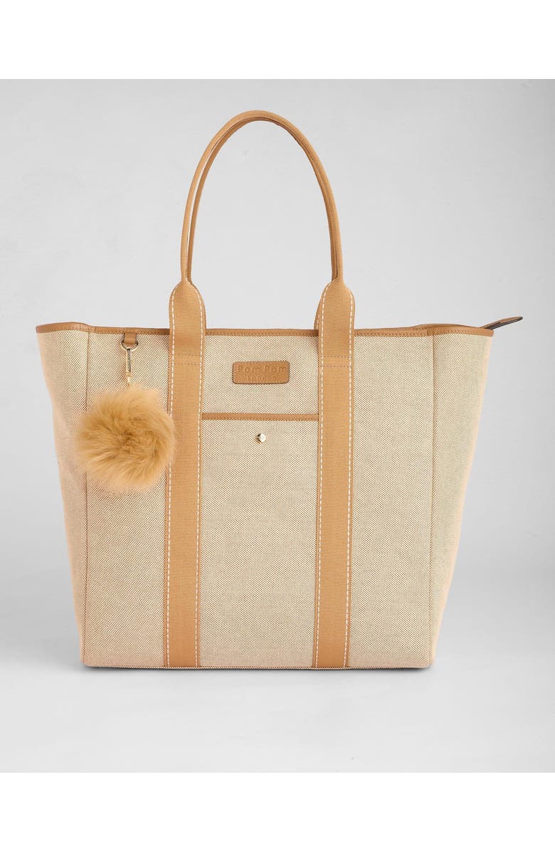 Pom Pom London Lulworth Tote Bag Canvas & Leather, Main, color, Black