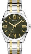 GUESS Elliot Green Dial Two-Tone Bracelet Watch, 44mm