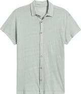 ALEX CRANE Ola Linen Knit Short Sleeve Button-Up