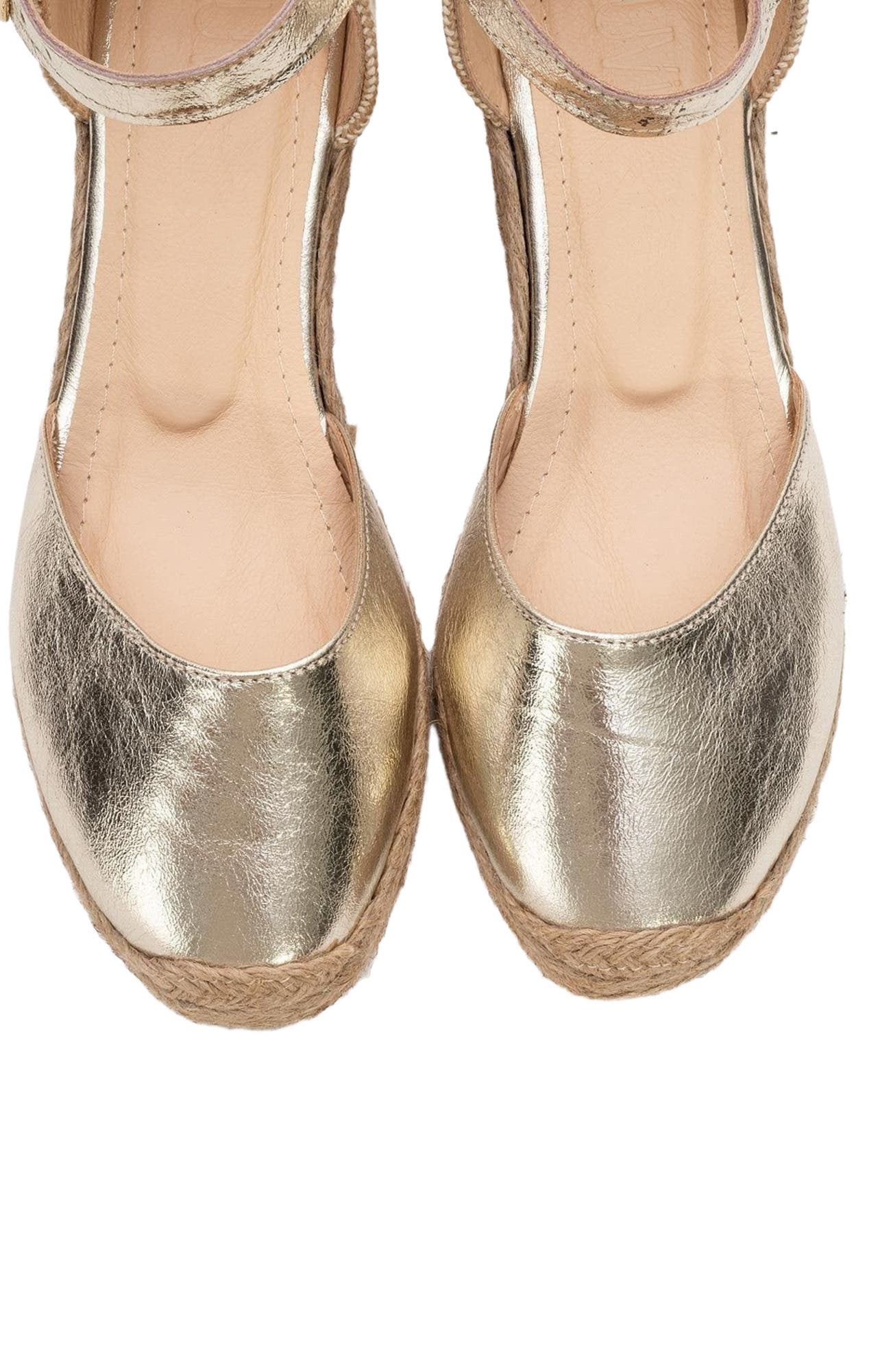 Forever & Always Shoes Aldea Leather Platform Espadrille, Alternate, color, Gold Leather