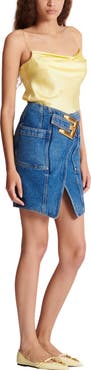 Balmain Short denim skirt with belt