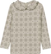 Ely's & Co. Cotton Floral Plaid Collection - Ruffle Neck Tee