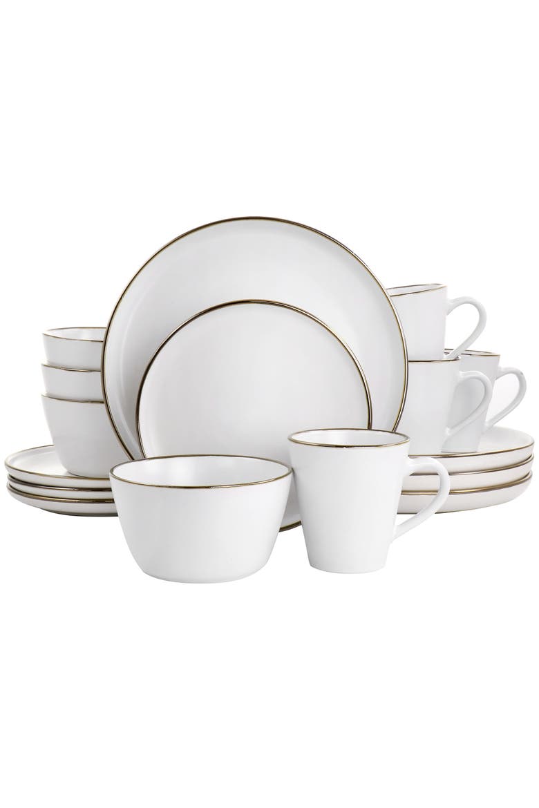 Arthur 16 Piece Stoneware Dinnerware Set, Main, color, White