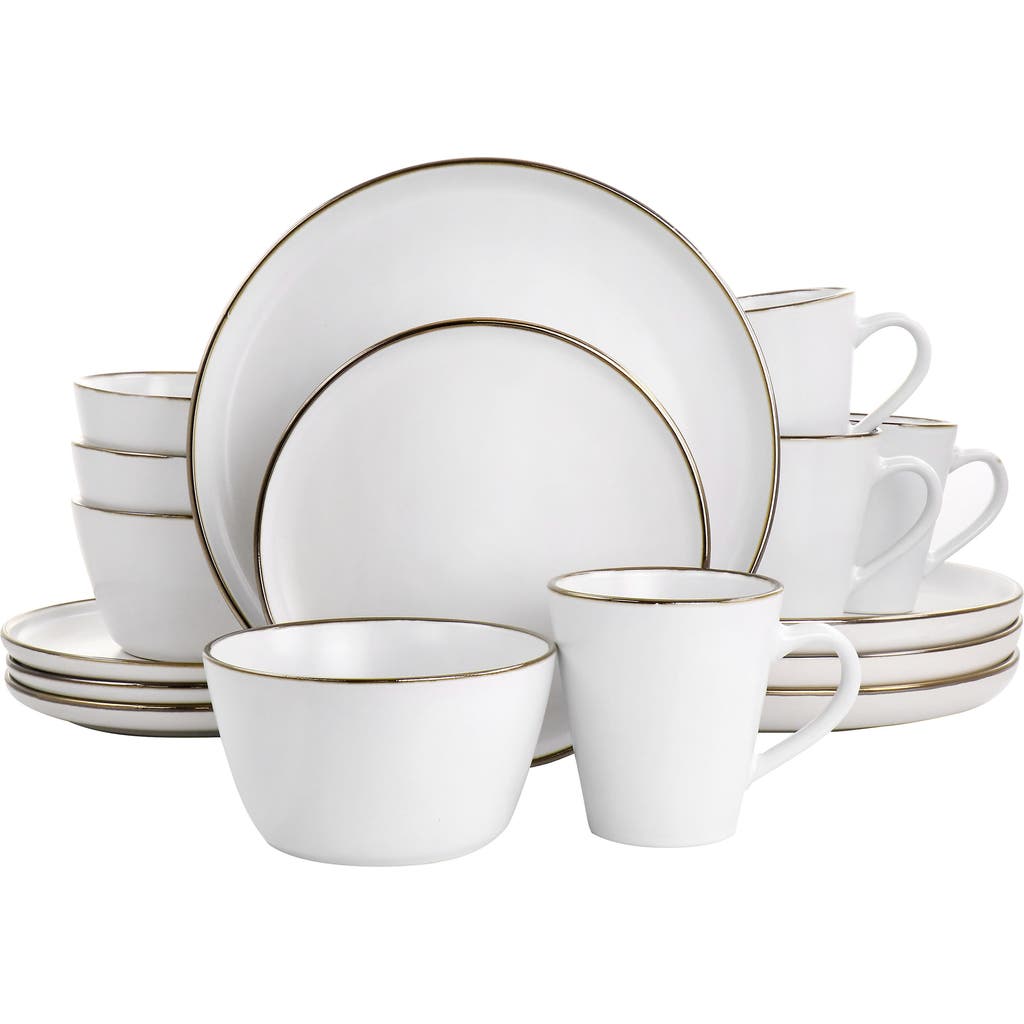 Elama Arthur 16 Piece Stoneware Dinnerware Set In White