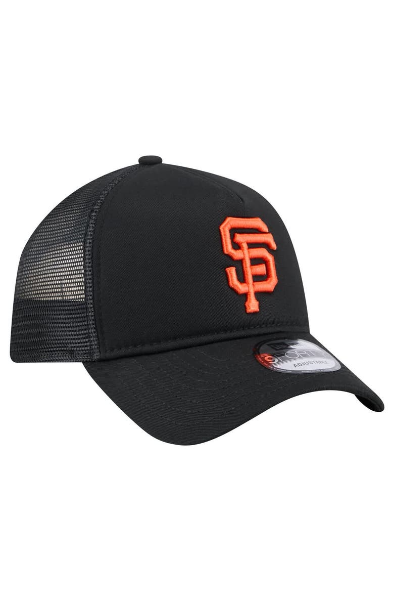 New Era Men's New Era Black San Francisco Giants 9FORTY A-Frame Trucker Adjustable Hat, Alternate, color, Black