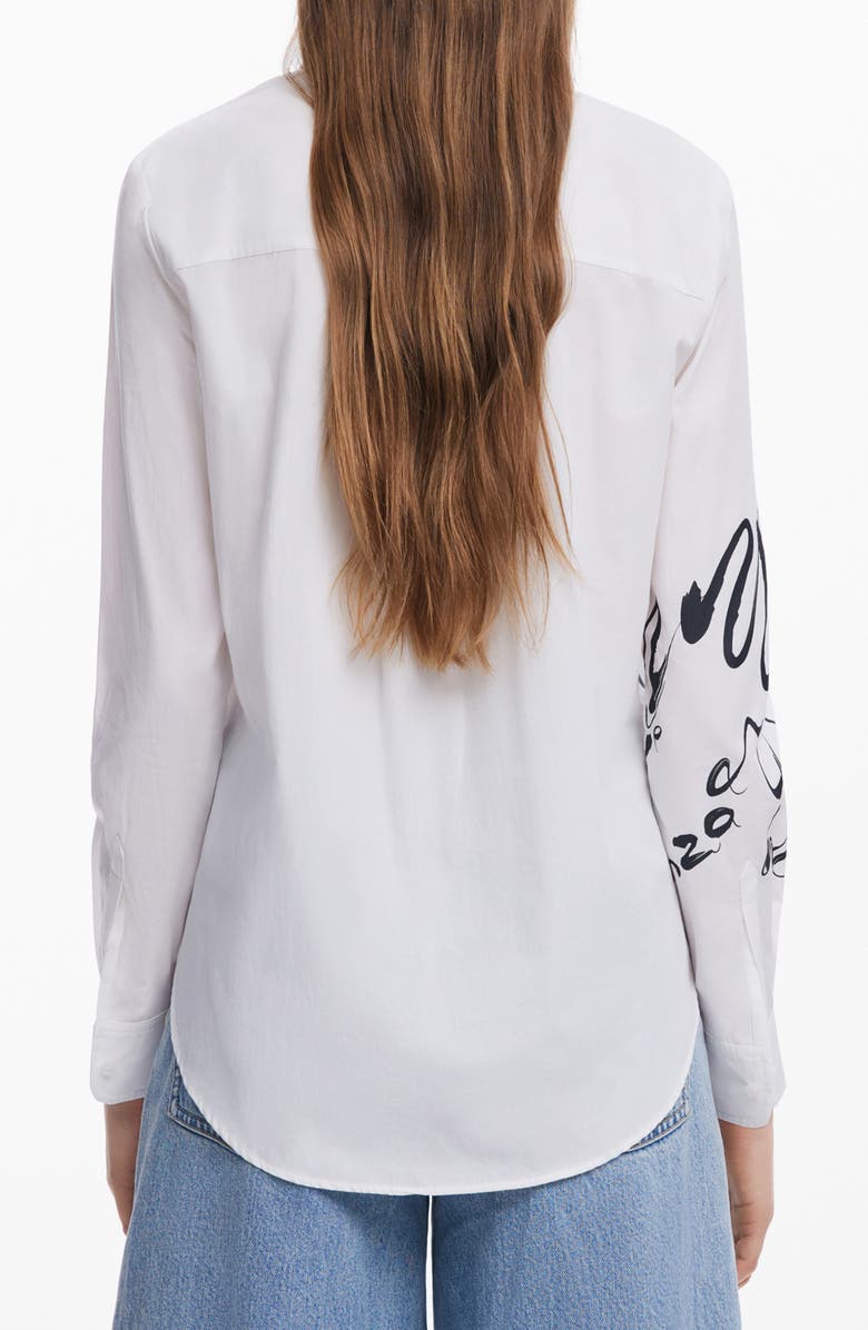 Desigual Ink Letter Button-Up Shirt, Alternate, color, 