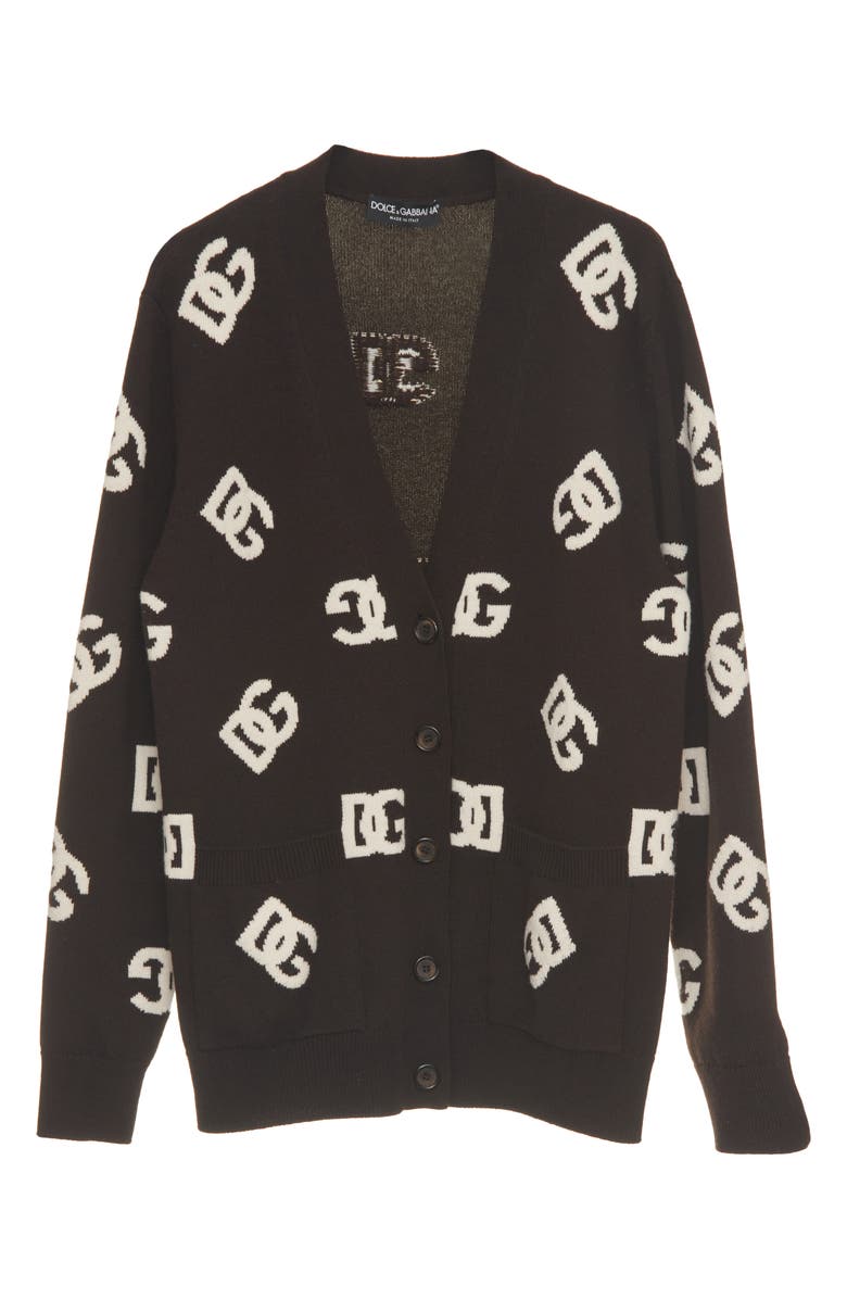 Dolce&Gabbana DG Logo Virgin Wool Cardigan, Alternate, color, 