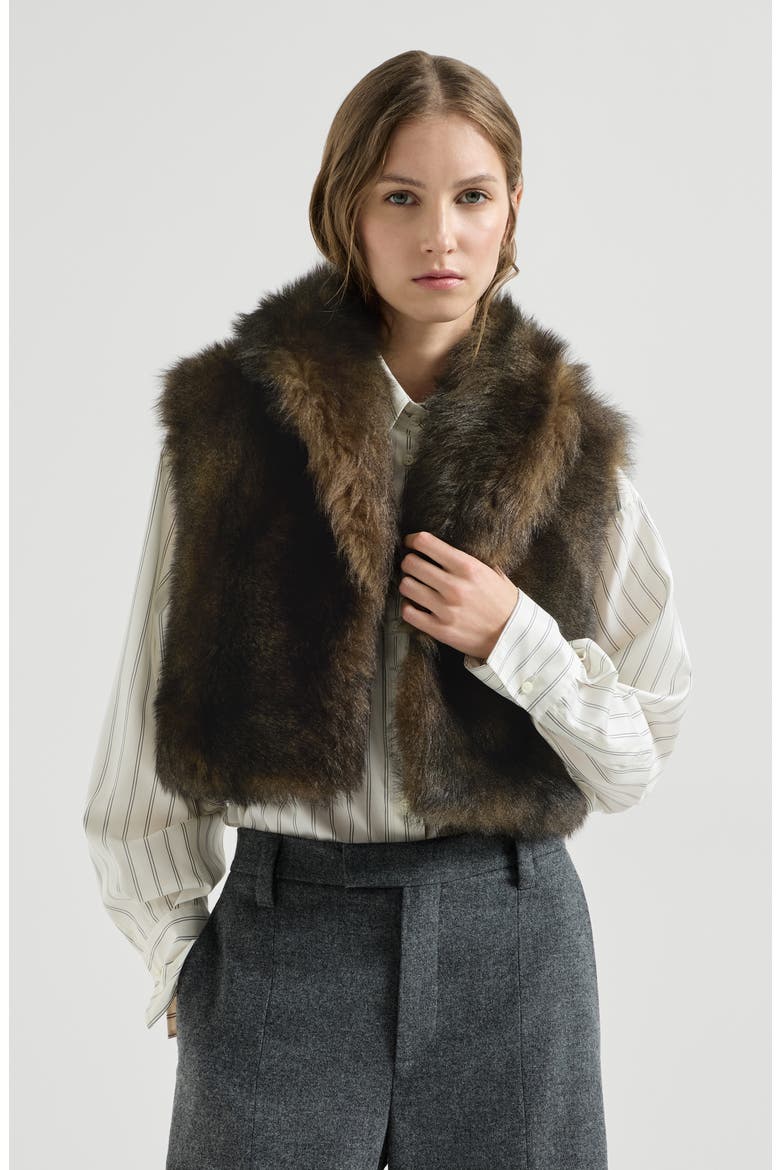 Soft shearling vest, Main, color, Pine Cone Brown