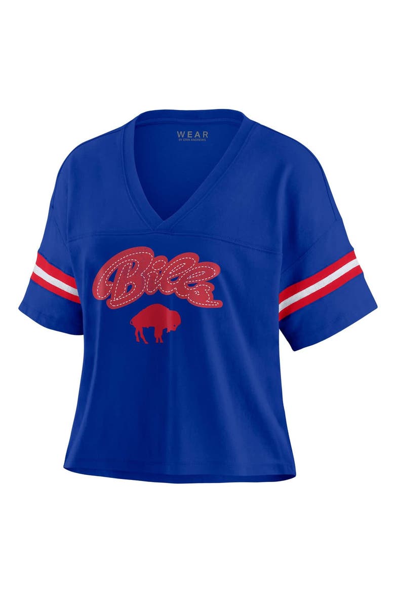 Women's WEAR by Erin Andrews Royal Buffalo Bills Plus Size Color Block Boxy V-Neck T-Shirt, Alternate, color, Royal