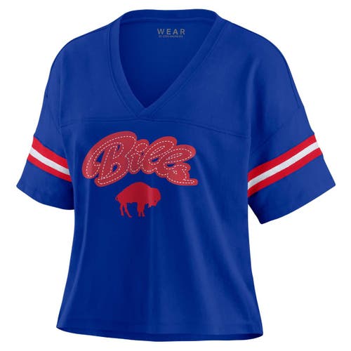 Wear By Erin Andrews Royal Buffalo Bills Plus Size Color Block Boxy V-neck T-shirt In Blue