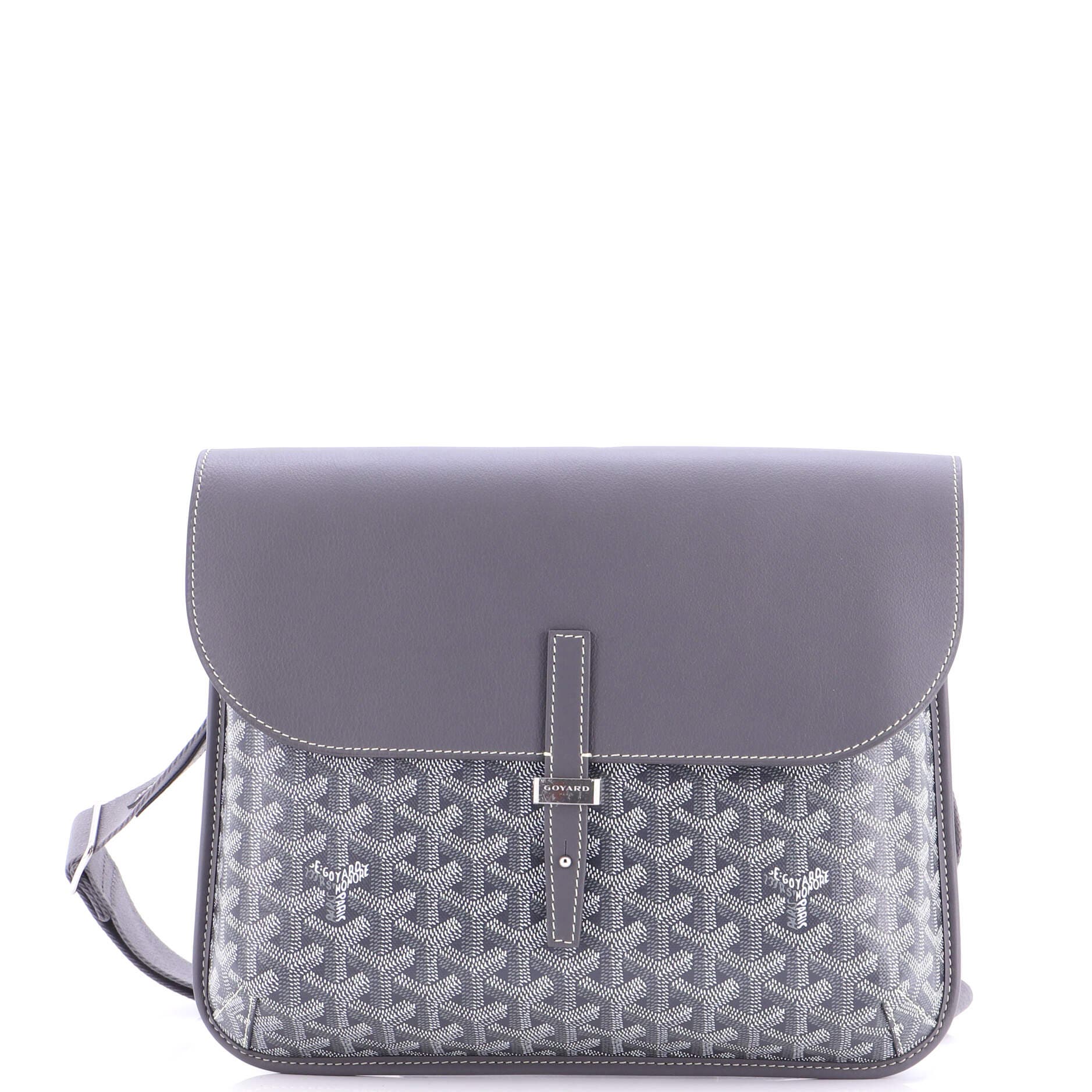 Pre-Owned Goyard Coursier Messenger Bag Coated Canvas and Leather, Main, color, Gray