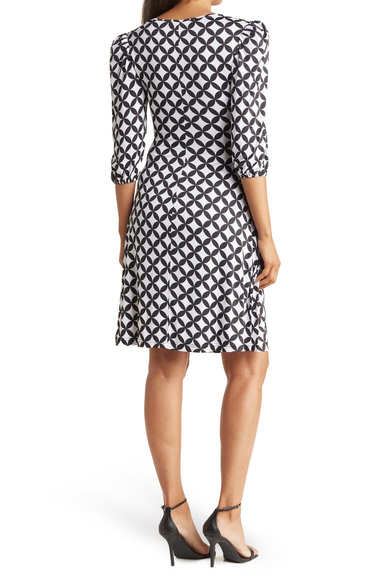 Amelia Ruched Wrap Dress, Alternate, color, REVERSE RETRO GEO