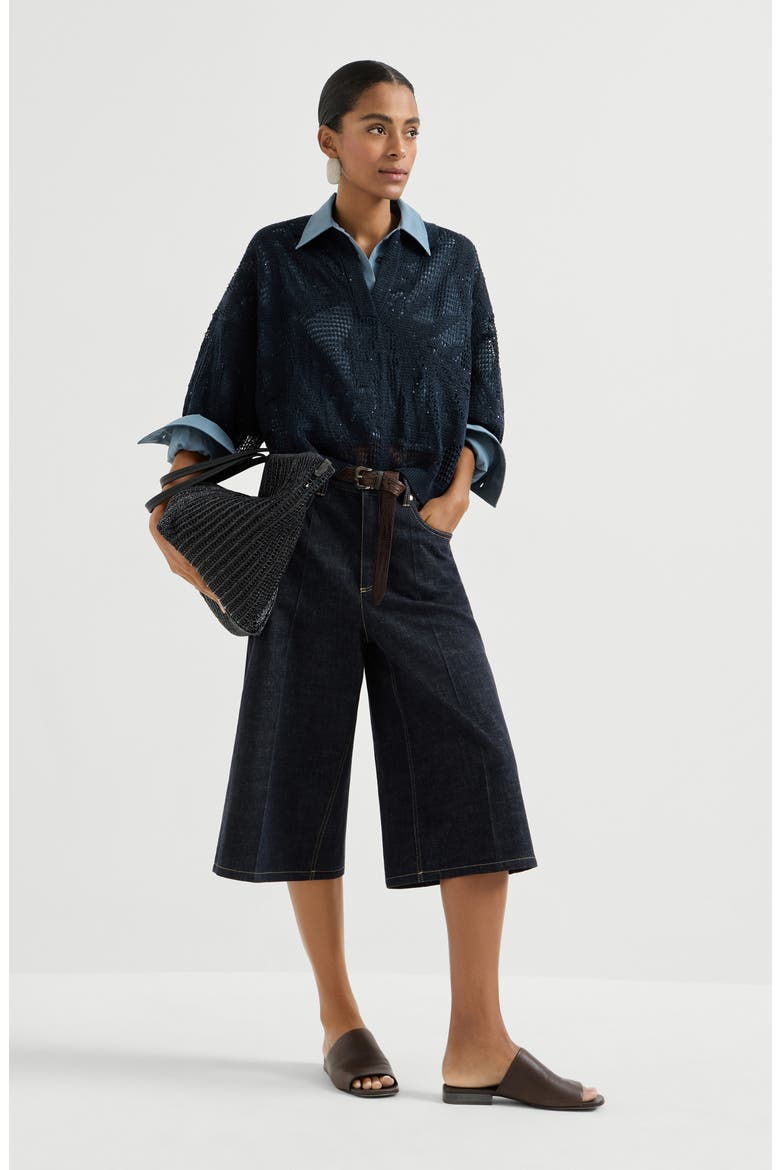 No-fade denim long Bermuda shorts, Alternate, color, Denim