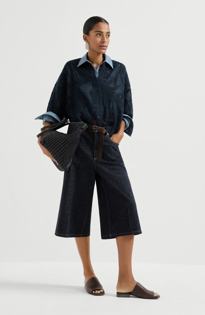 Brunello Cucinelli No-fade denim long Bermuda shorts, Alternate, color, Denim