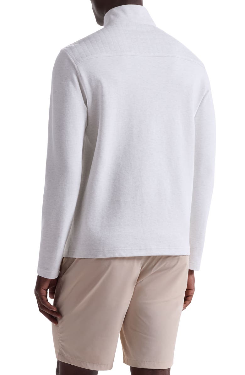 Bugatchi Waffle Quarter Zip Cotton Blend Pullover, Alternate, color, Chalk