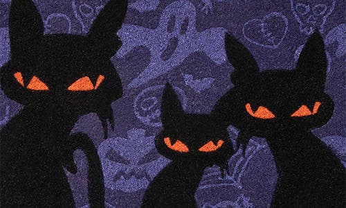 Entryways Spooky Cats Coir Doormat In Black