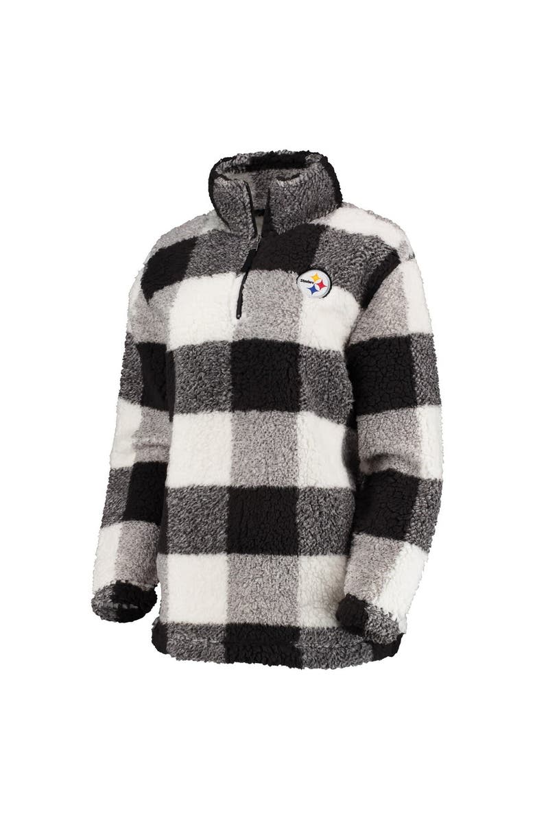 G-III 4HER BY CARL BANKS Women's G-III 4Her by Carl Banks Black Pittsburgh Steelers Sherpa Plaid Quarter-Zip Jacket, Alternate, color, Black