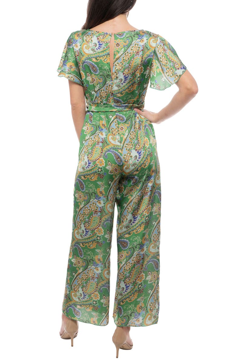 TASH AND SOPHIE Flutter Sleeve Jumpsuit, Alternate, color, Green Multi