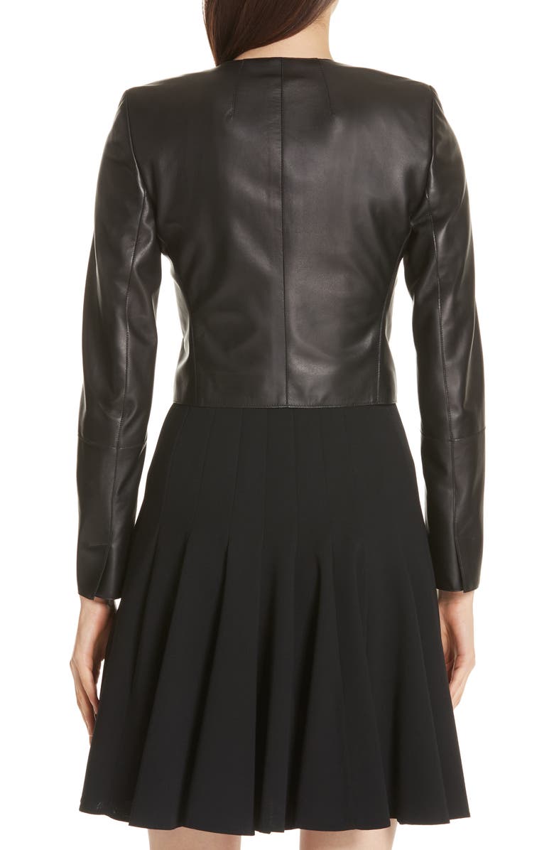 Akris 'Hasso' Leather Crop Jacket, Alternate, color, Black