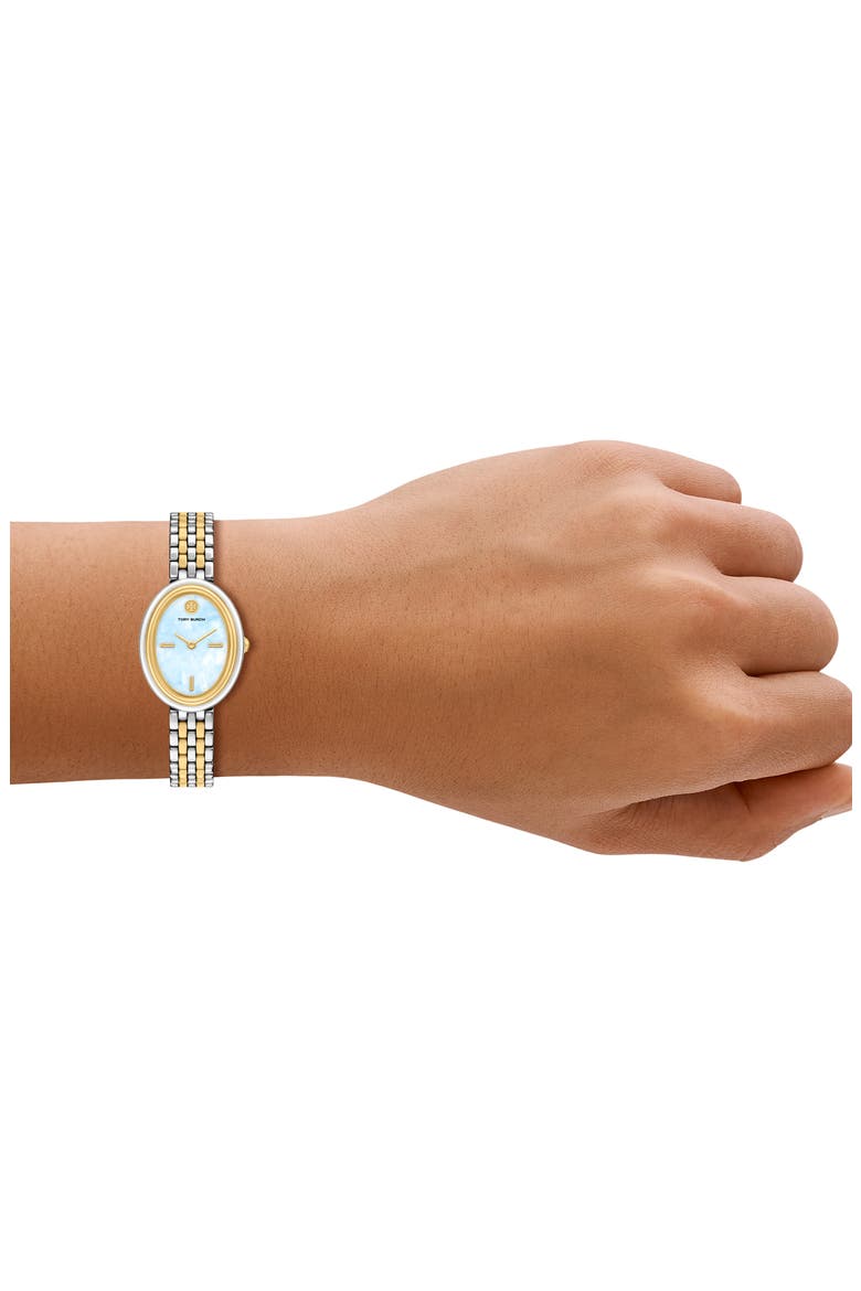 The Oval Bracelet Watch, 22mm x 28mm, Alternate, color, TWO TONE/ LT BLUE