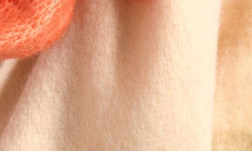 Tasha Stripe Scarf With Faux Fur Pom Fringe In Brown