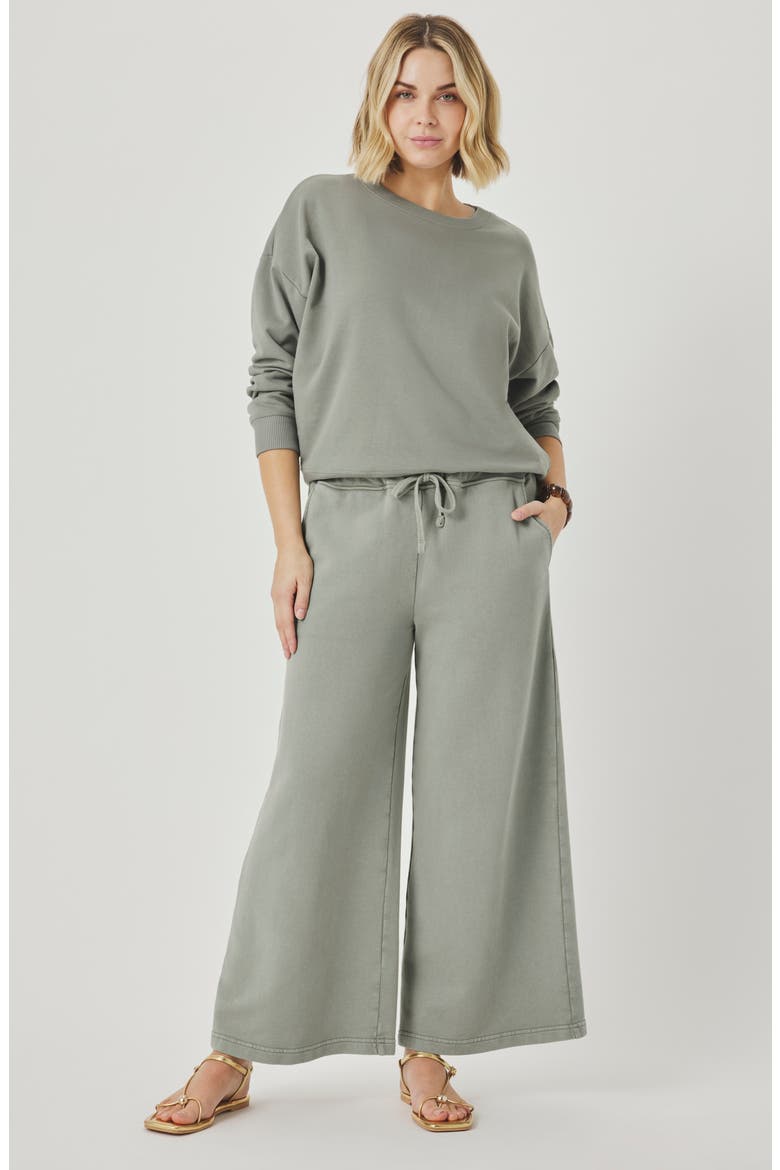 Greta Terry Crop Drawstring Pants, Alternate, color, EUCALYPTUS GREEN