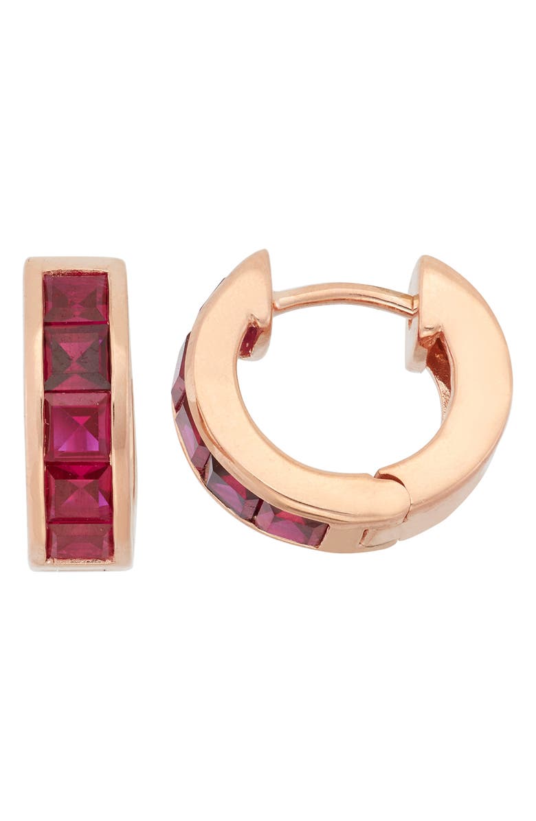 FZN Gemstone Huggie Hoop Earrings, Main, color, Ruby