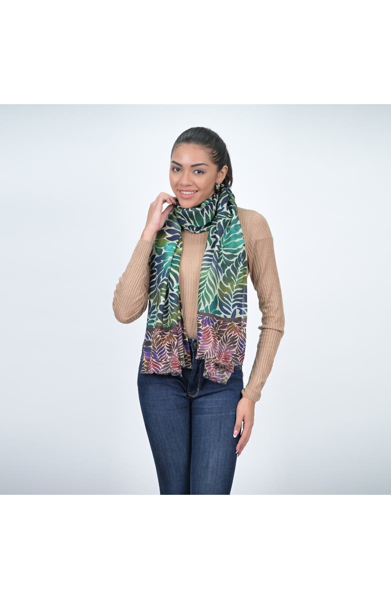 Vismaya Fern Wool Twill Scarf, Alternate, color, Blue Green