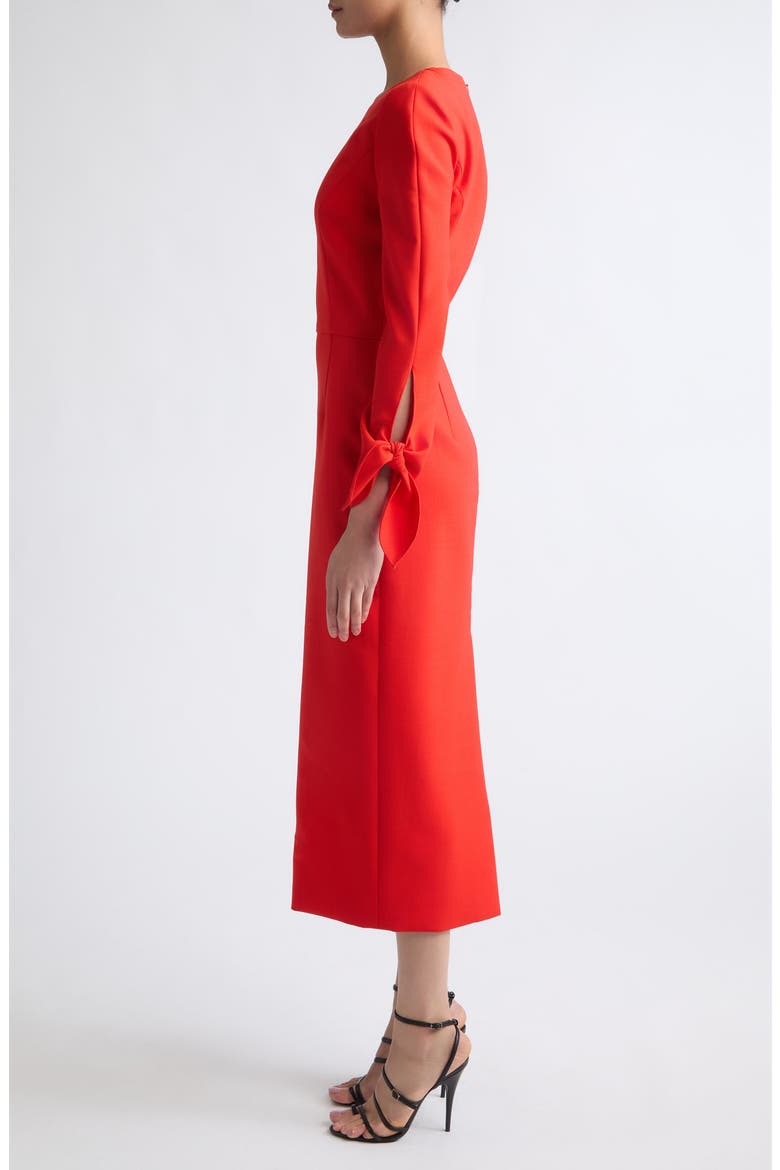 Tie Detail Wool Blend Midi Dress, Alternate, color, CHILI RED