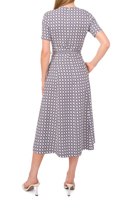 Ted Baker Geo Print Short Sleeve Midi Dress In Gray