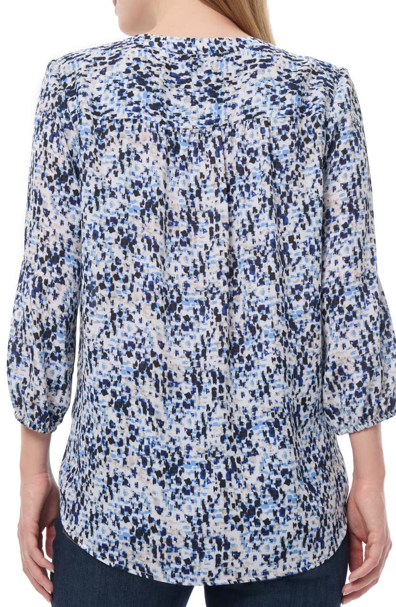 Jones New York Abstract Print Pleat V-Neck Top, Alternate, color,