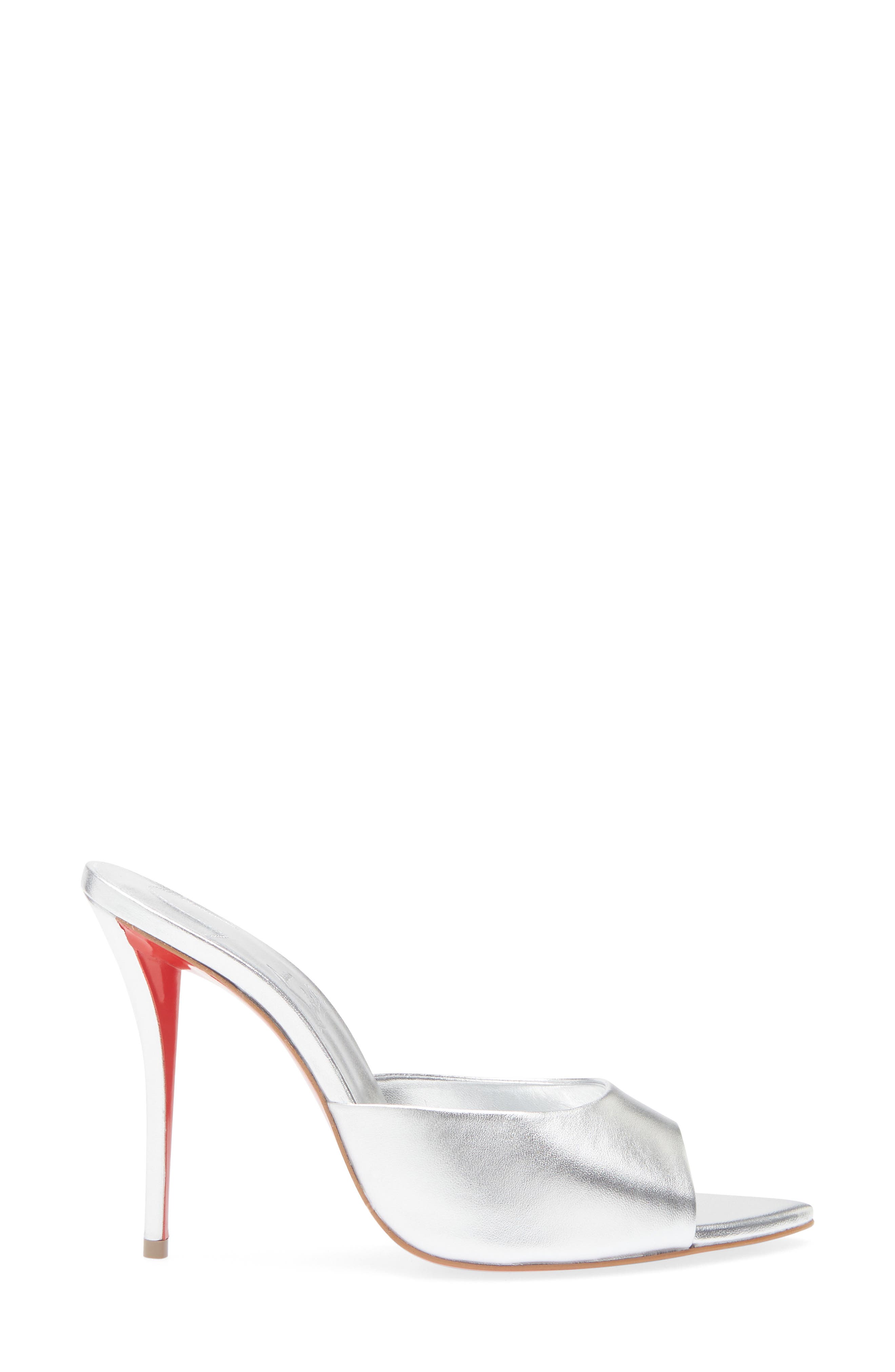 Christian Louboutin Miss Z Pointed Toe Metallic Sandal, Alternate, color, S211 Silver/ Lin Silver