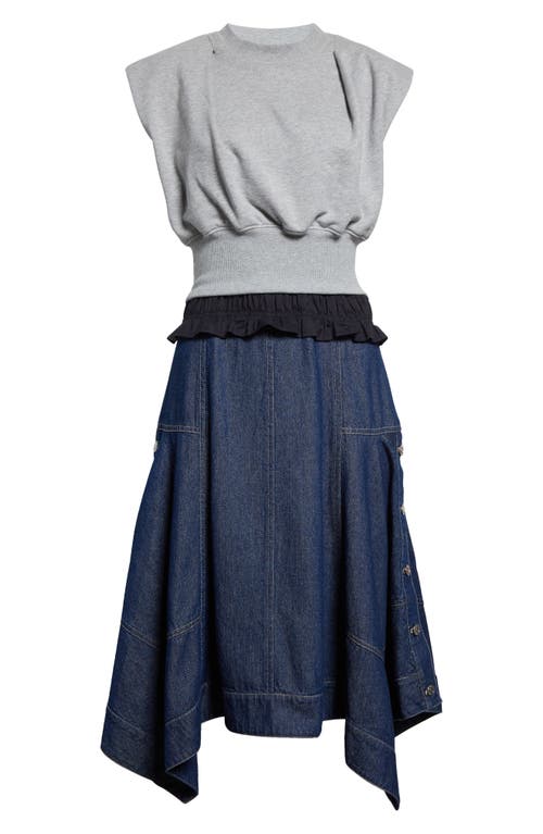 3.1 Phillip Lim Sleeveless Mixed Media Dress In Medium Heather Grey-indigo