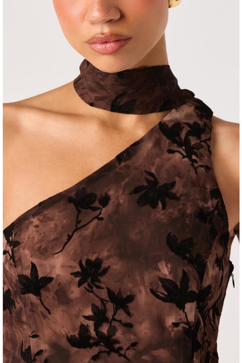 Ilde One-Shoulder Mock Neck Top, Alternate, color, TAUPE FLORAL