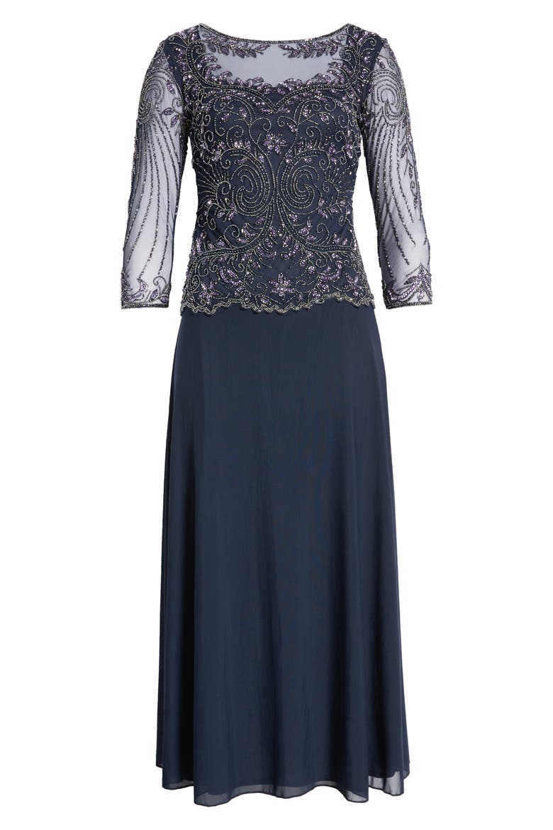 Beaded Cocktail Dress, Alternate, color, NAVY 410